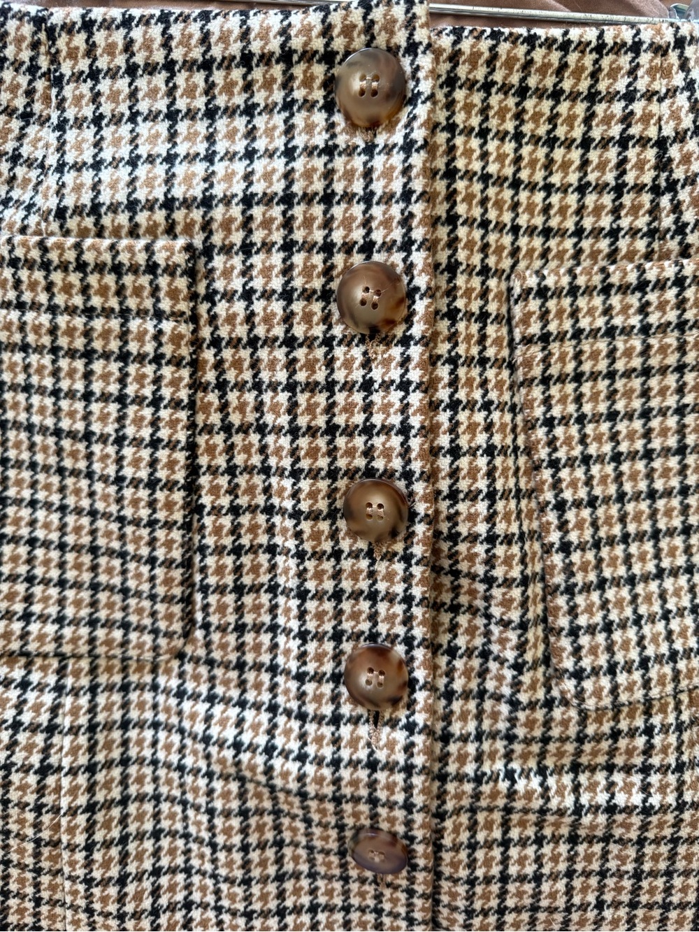 Sezane Nehir Mini Skirt in Navy Ochre Houndstooth - Picture 6 of 12